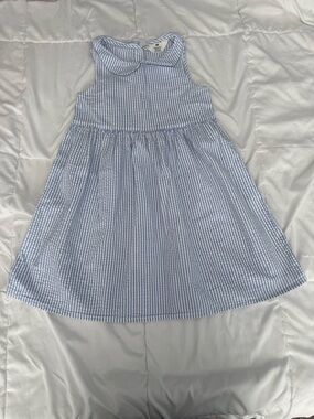 H&M Blue and White Striped Peter Pan Collar Dress